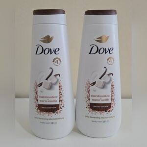 Dove Marshmallow Warm Vanilla Body Wash Set 2 Bottles 20oz Ea, Brand New